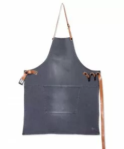 Dutchdeluxes Canvas BBQ Apron In Washed Grey