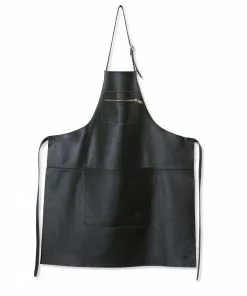 Dutchdeluxes Leather Zipper Apron In Classic Black