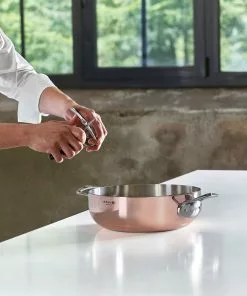 De Buyer Inocuivre Copper Saute Pan With Stainless Steel Handle And Lid 28cm