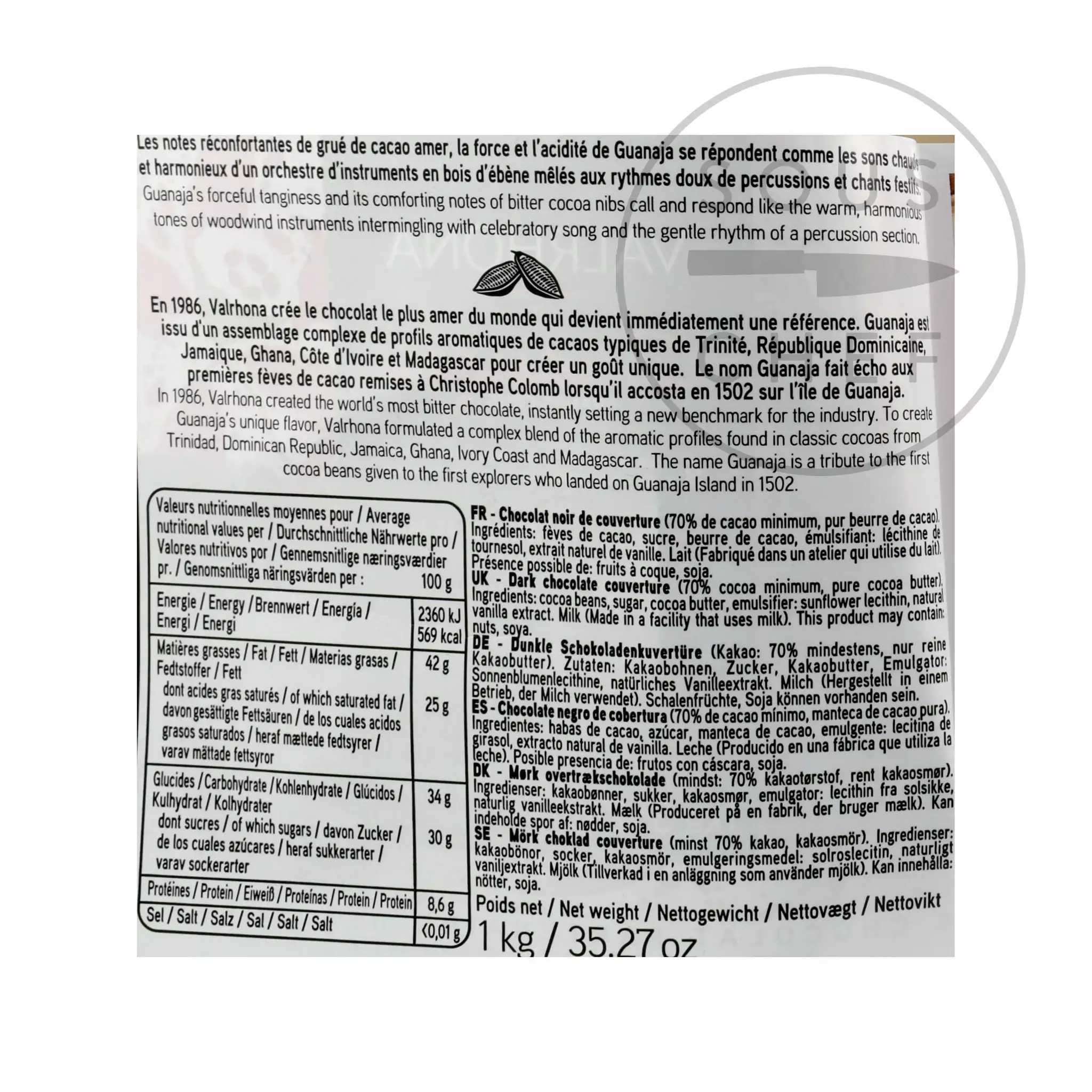 Valrhona Guanaja 70% Dark Chocolate Chips 5 Valrhona Guanaja 70% Dark Chocolate Chips