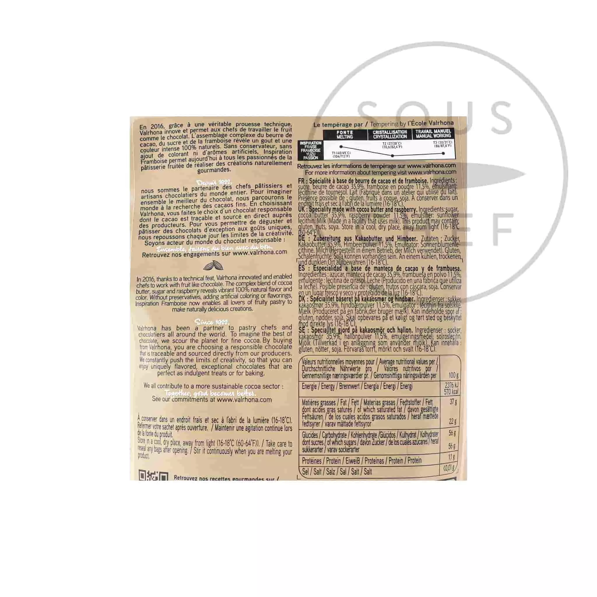 Valrhona Raspberry Inspiration 250g Ingredients 4 Valrhona Raspberry Inspiration 250g Ingredients