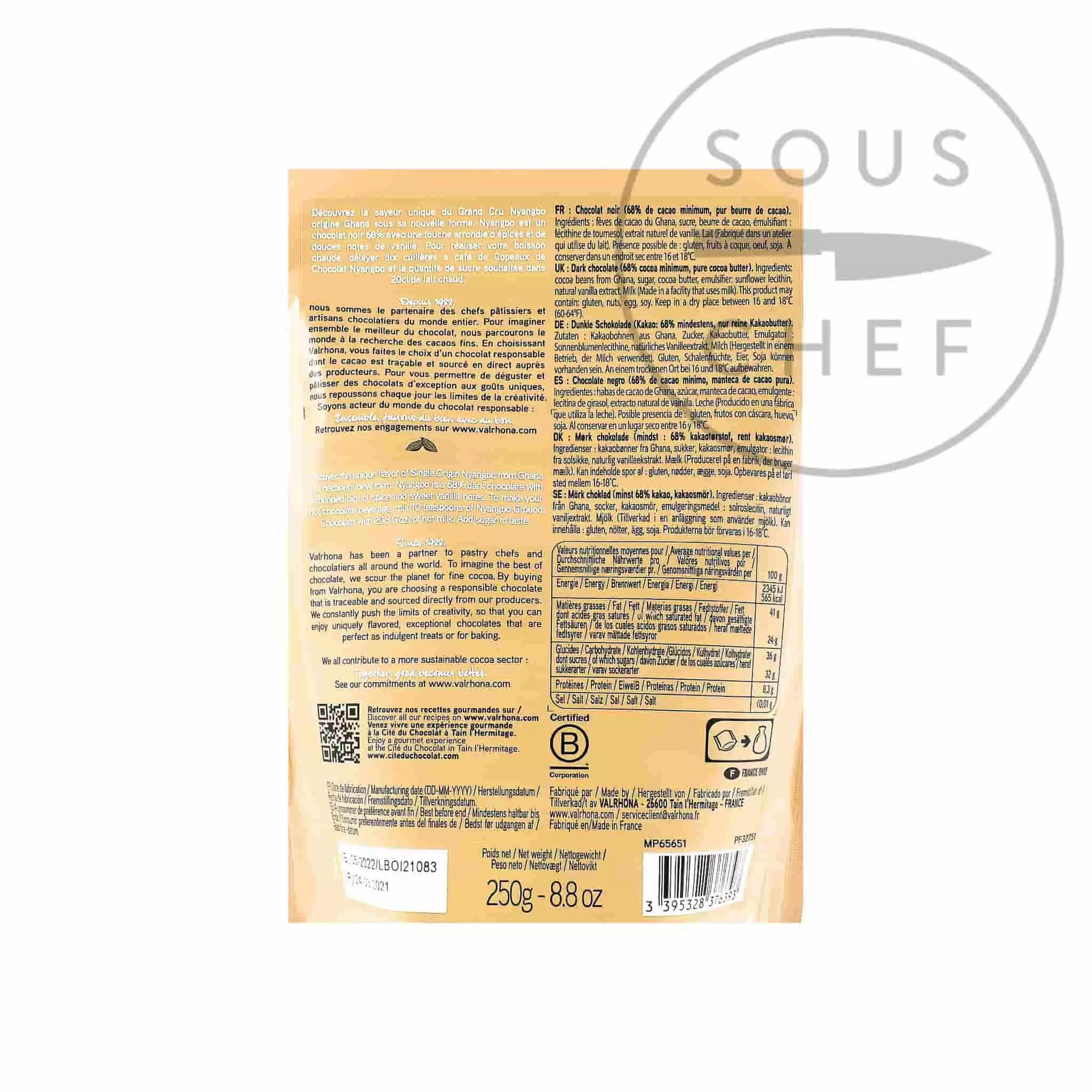 Valrhona Nyangbo Ground Chocolate 250g 4 Valrhona Nyangbo Ground Chocolate 250g