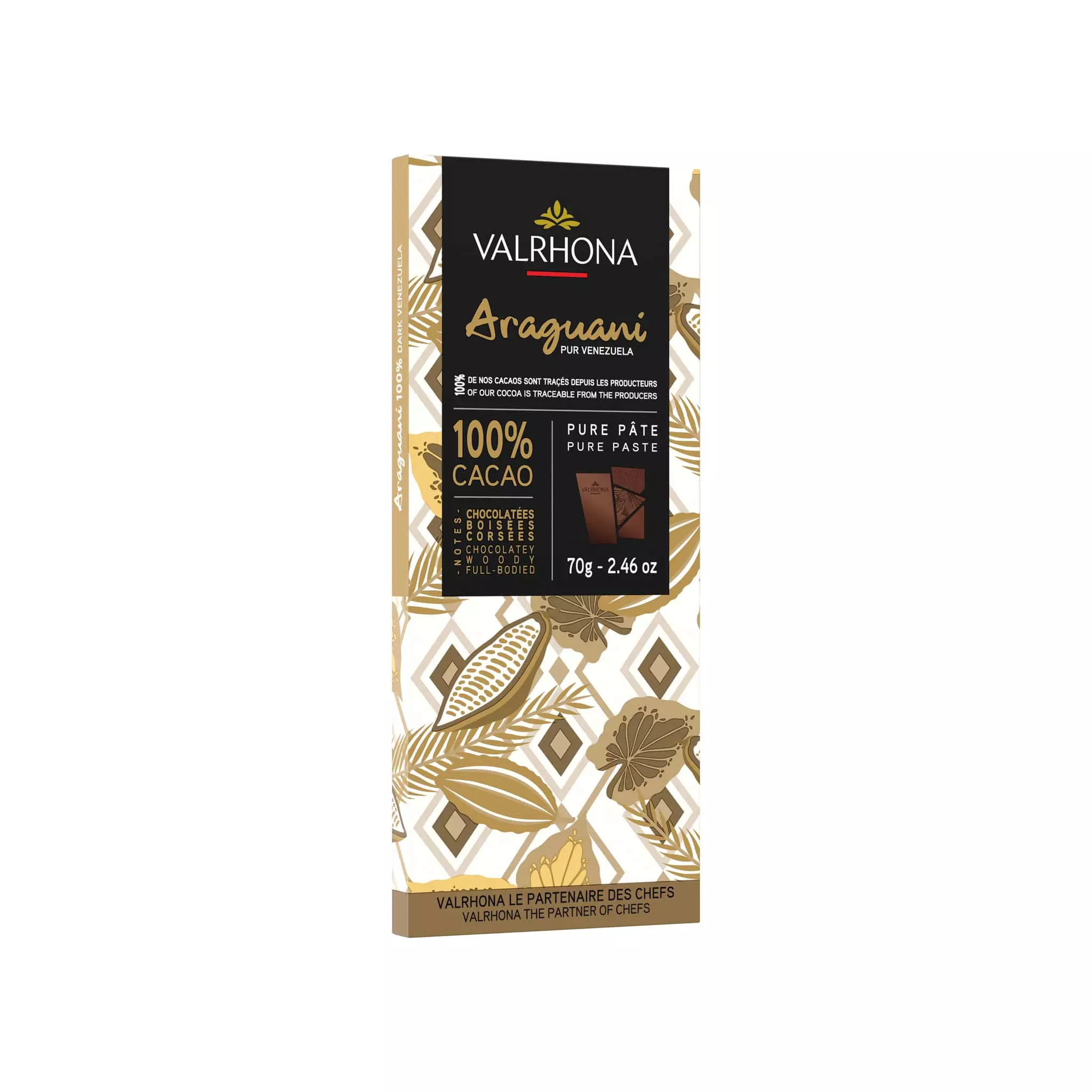 Ingredients Valrhona Araguani 100% Dark Chocolate Bar 70g 3 Ingredients Valrhona Araguani 100% Dark Chocolate Bar 70g
