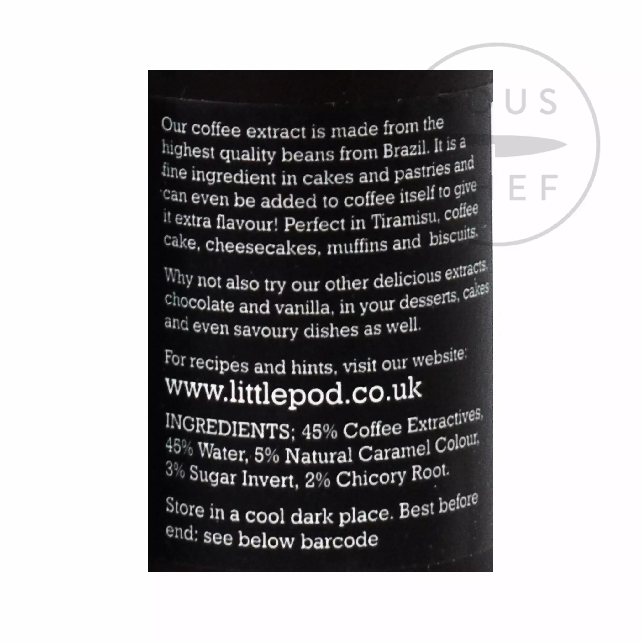 Ingredients Littlepod Pure Coffee Extract 100ml 5 Ingredients Littlepod Pure Coffee Extract 100ml