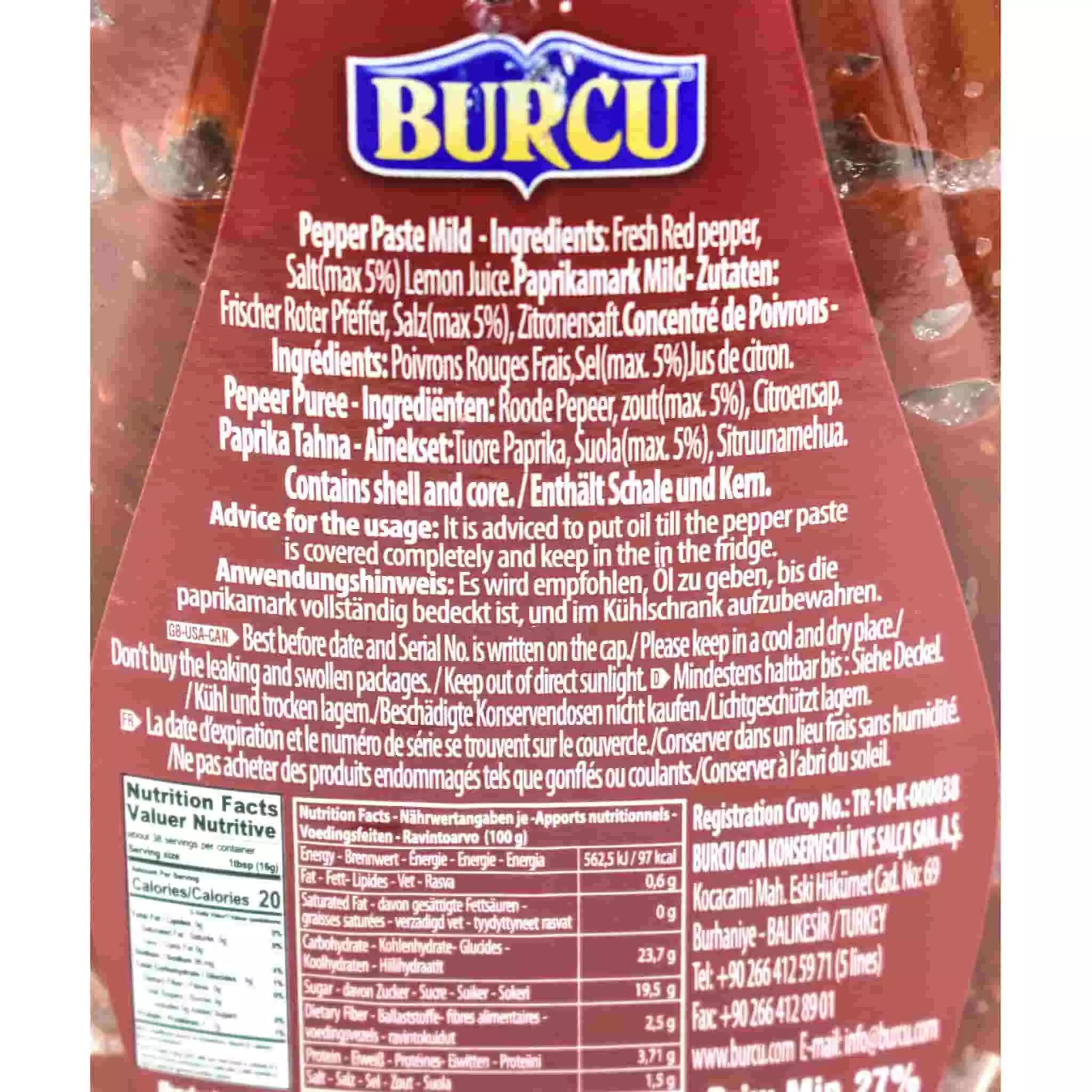 Burcu Ingredients Turkish Mild Pepper Paste - Biber Salcasi 600g 4 Burcu Ingredients Turkish Mild Pepper Paste - Biber Salcasi 600g