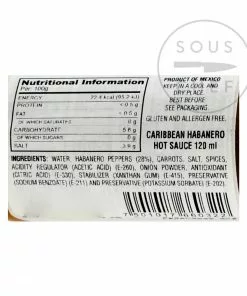 Ingredients El Yucateco Habanero Caribbean Sauce 120ml