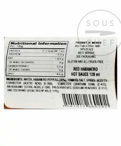 Ingredients El Yucateco Habanero Red Sauce 120ml