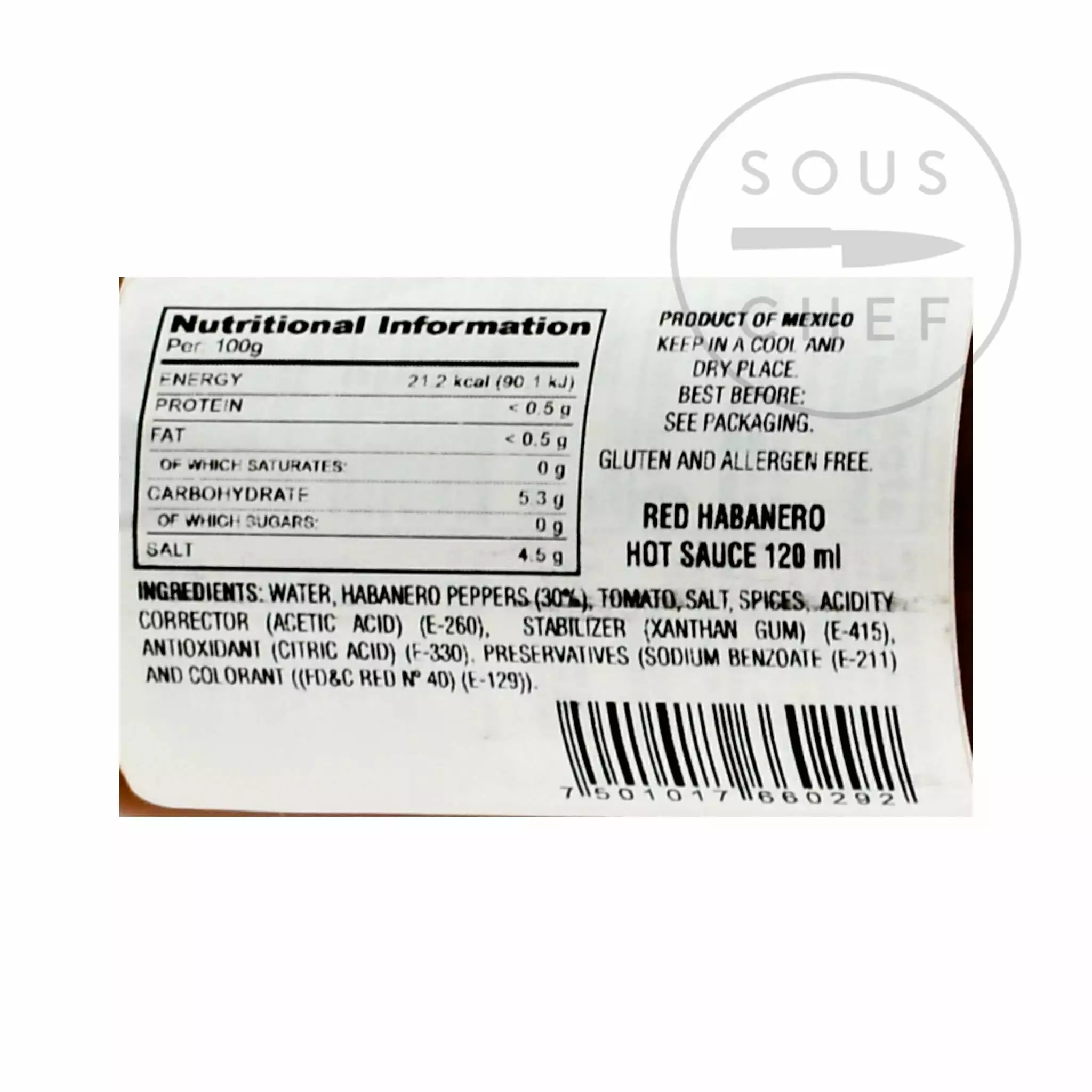 Ingredients El Yucateco Habanero Red Sauce 120ml 4 Ingredients El Yucateco Habanero Red Sauce 120ml