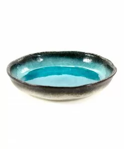 Kiji Stoneware & Ceramics Turquoise Large Round Dish 21.5cm Dia X 4cm High