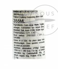 Mizkan Honteri Mirin 355ml Ingredients