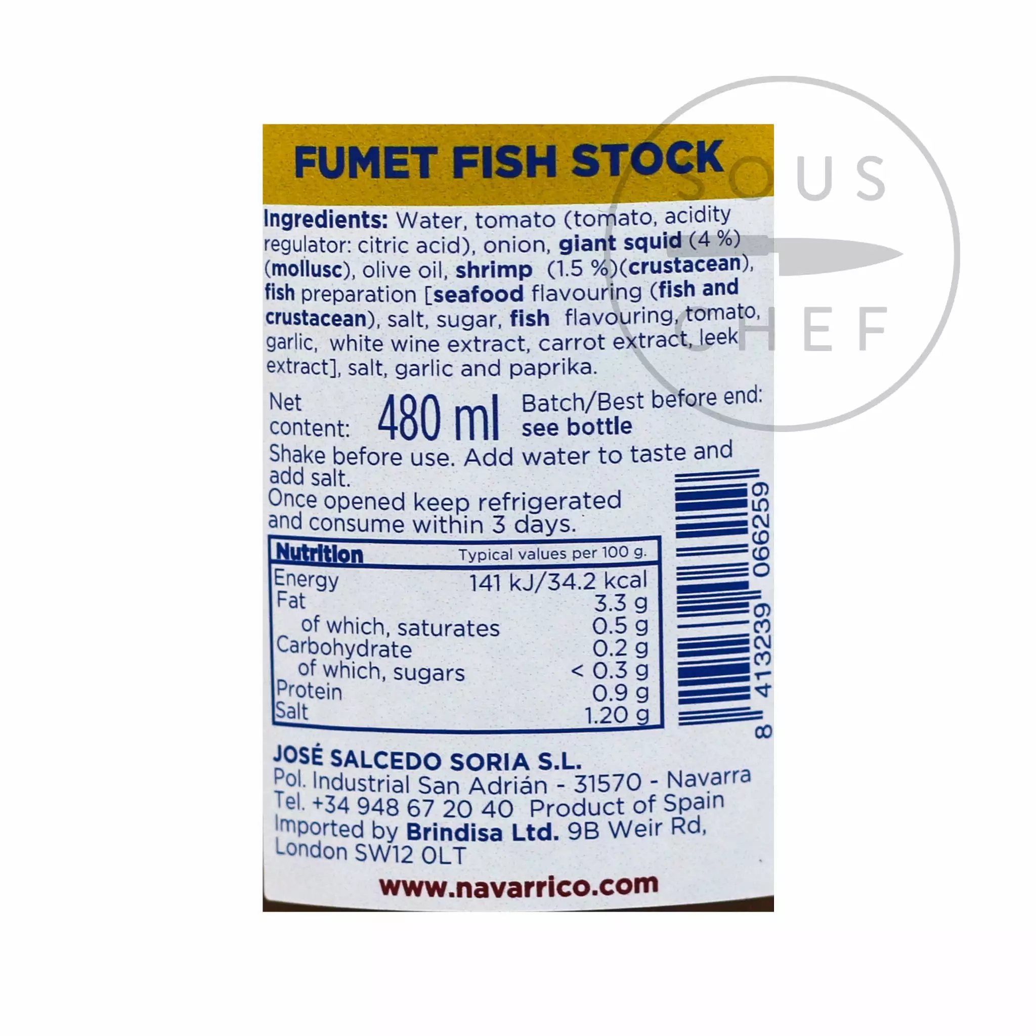 Navarrico Fumet Fish Stock 480ml Ingredients 4 Navarrico Fumet Fish Stock 480ml Ingredients