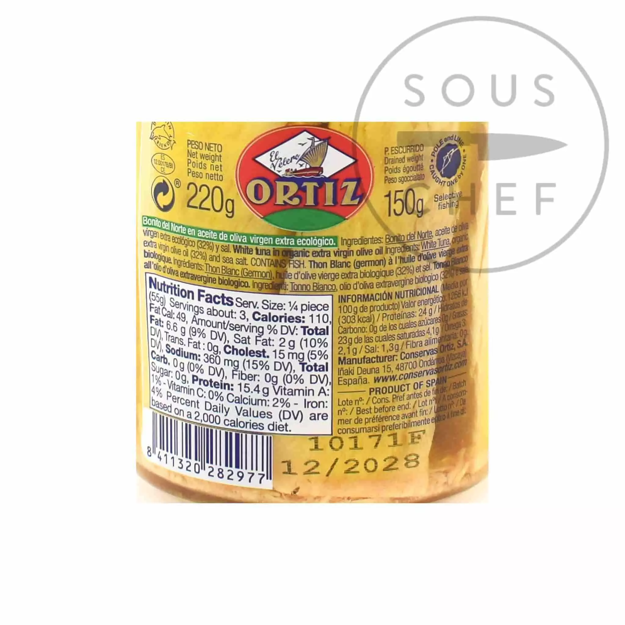 Ortiz Bonito In Organic Olive Oil 220g Ingredients 4 Ortiz Bonito In Organic Olive Oil 220g Ingredients