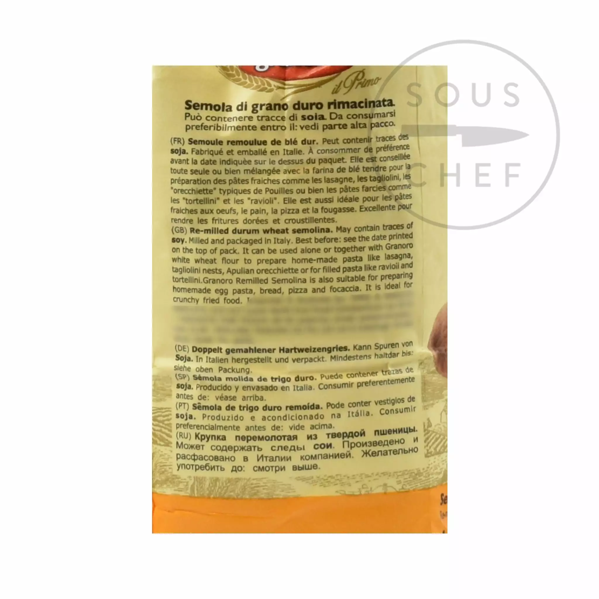 Granoro Durum Semolina 'Rimacinata' - Fine Ground Wheat Flour 1kg 5 Granoro Durum Semolina 'Rimacinata' - Fine Ground Wheat Flour 1kg