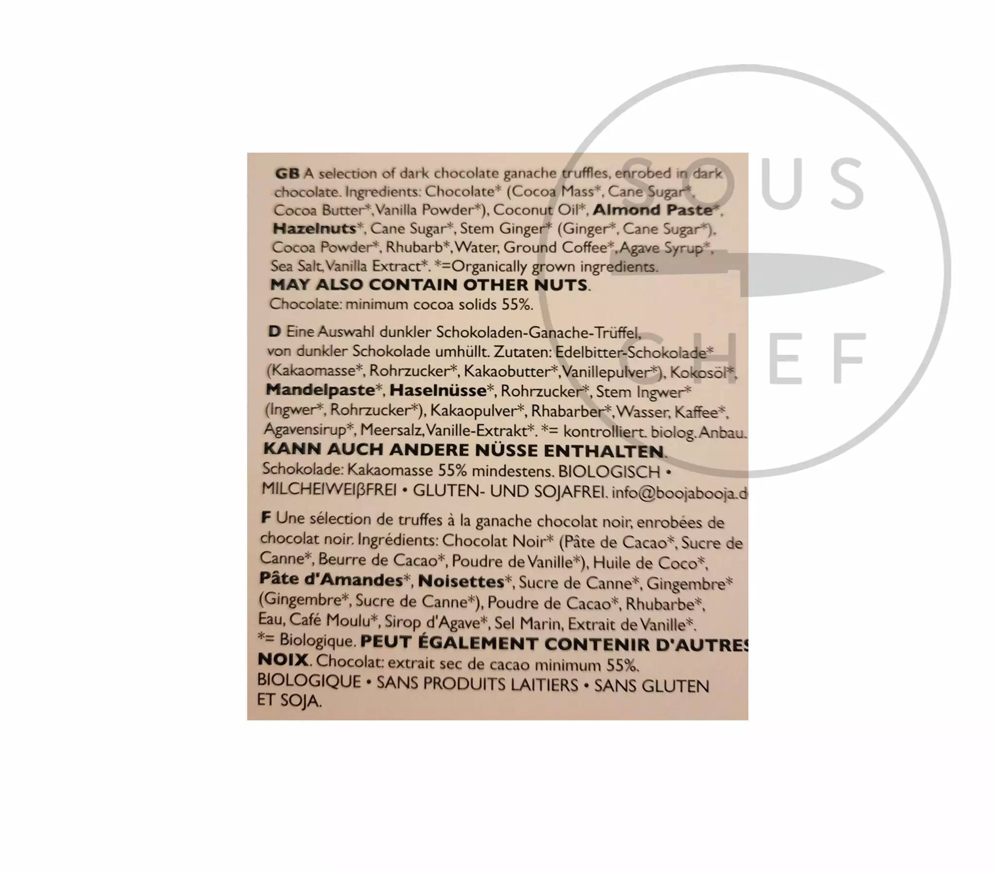 Booja Booja Award-Winning Truffle Selection 184g Ingredients 4 Booja Booja Award-Winning Truffle Selection 184g Ingredients