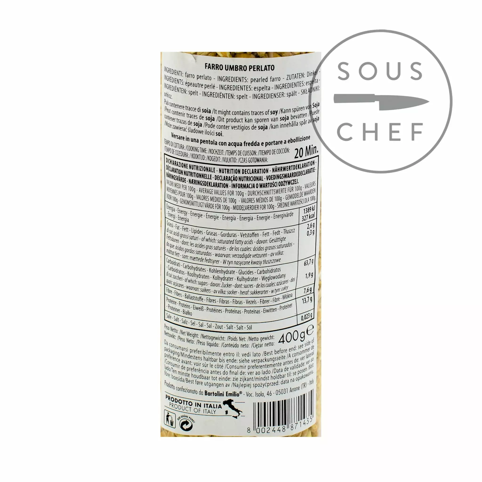 Casale Le Marmore Pearled Farro 400g Ingredients 4 Casale Le Marmore Pearled Farro 400g Ingredients