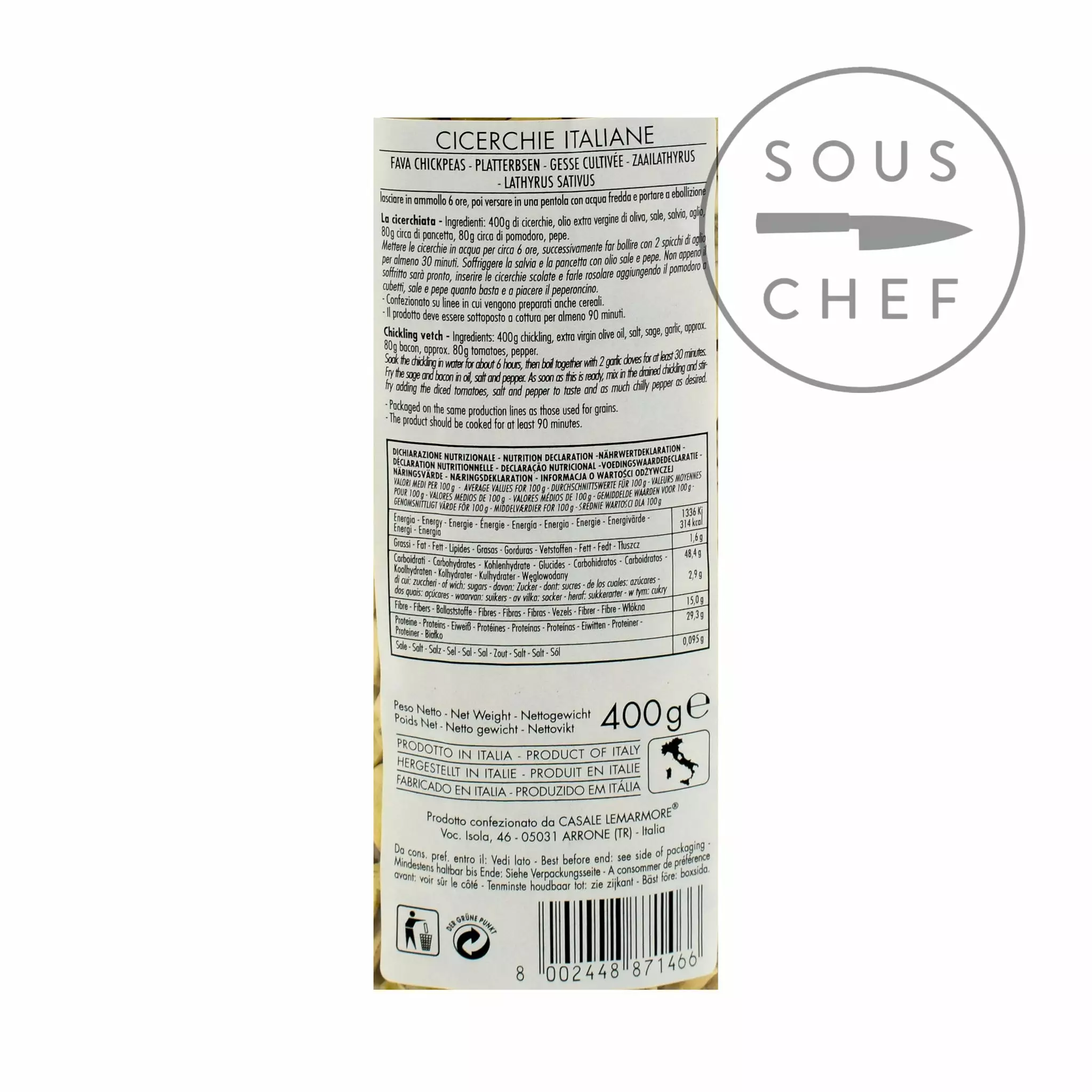 Casale Le Marmore Italian Cicerchie 400g Ingredients 4 Casale Le Marmore Italian Cicerchie 400g Ingredients