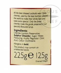 Opies Red Maraschino Cocktail Cherries With Stem 225g Ingredients