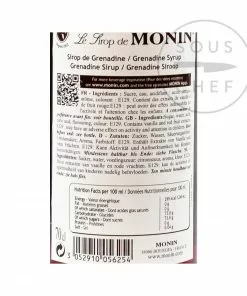 Ingredients Monin Grenadine Syrup 70cl 7 Ingredients Monin Grenadine Syrup 70cl