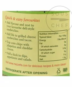Mezzetta Ingredients Sliced Tamed Jalapeno Peppers 425g Net