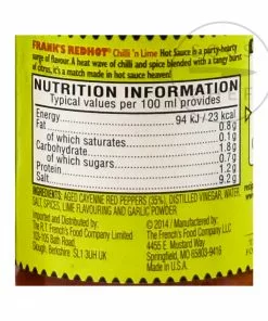 Frank's Red Hot Chilli & Lime Sauce 148ml Ingredients