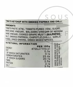 Ingredients Belazu Smoked Chilli Ketchup 300g