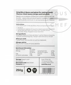 Ingredients Cool Chile Co Black Bean Kit 250g