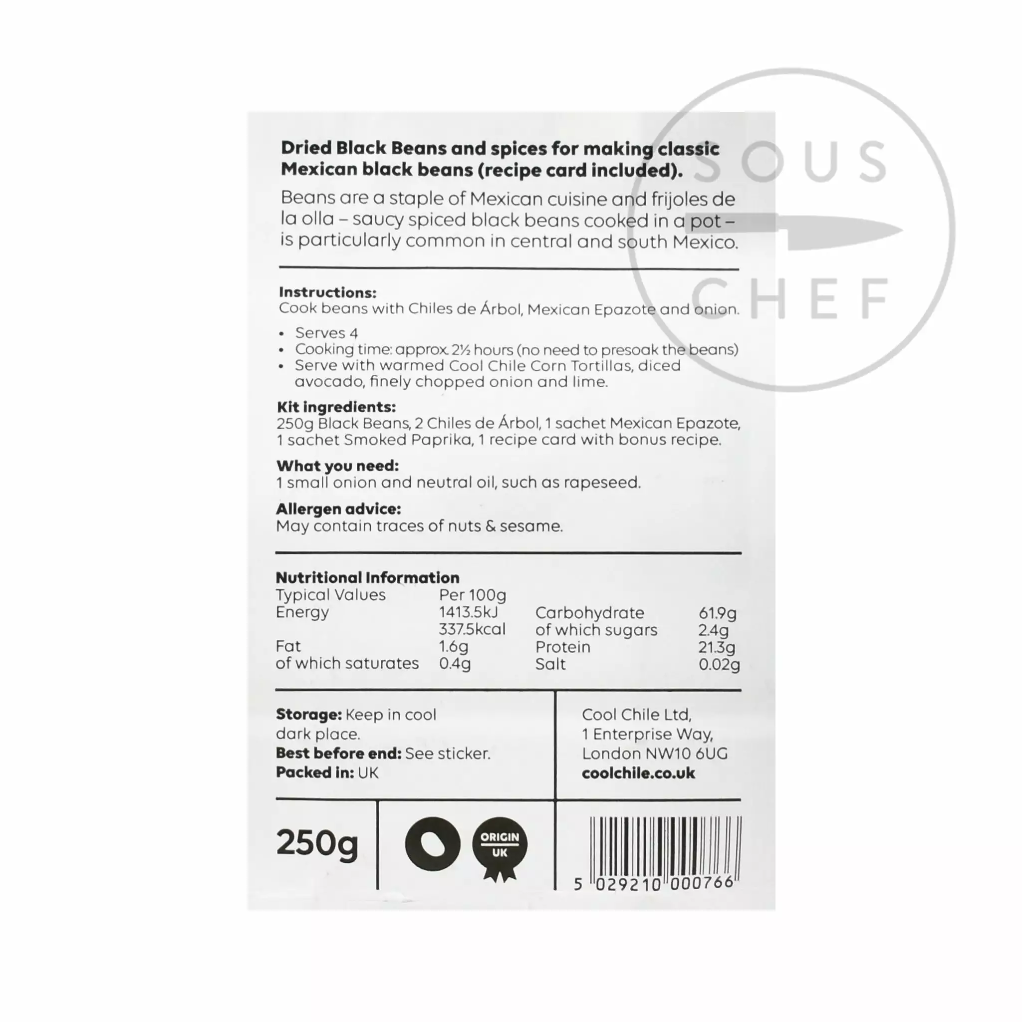 Ingredients Cool Chile Co Black Bean Kit 250g 4 Ingredients Cool Chile Co Black Bean Kit 250g
