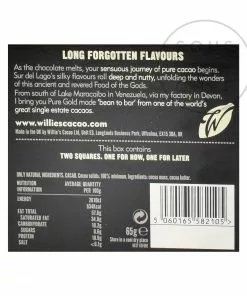 Ingredients Willie's Cacao Pure Gold Venezuelan 100% Cacao Chocolate 65g 7 Ingredients Willie's Cacao Pure Gold Venezuelan 100% Cacao Chocolate 65g