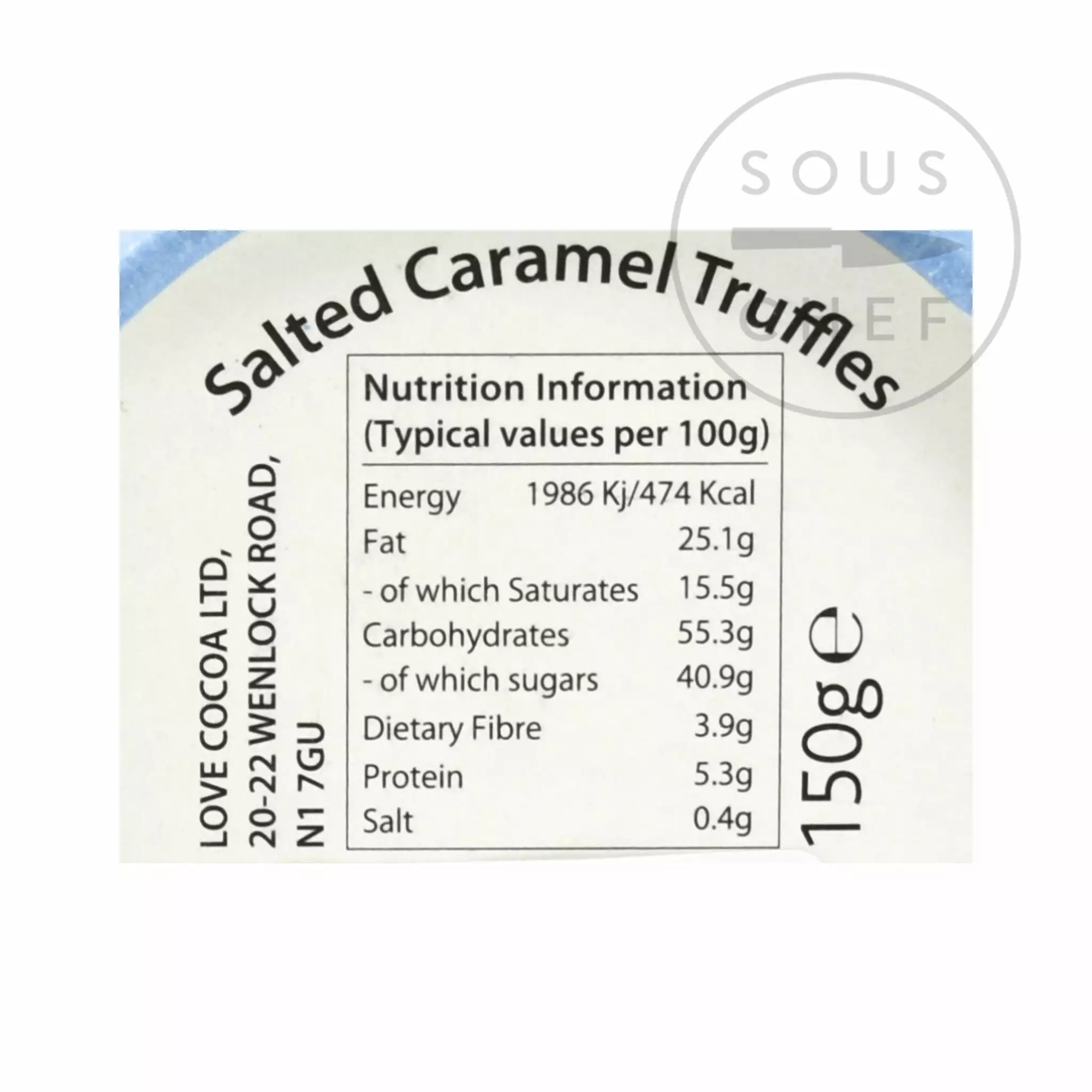 Love Cocoa Salted Caramel Truffles Luxury Gift Box 150g Ingredients 4 Love Cocoa Salted Caramel Truffles Luxury Gift Box 150g Ingredients