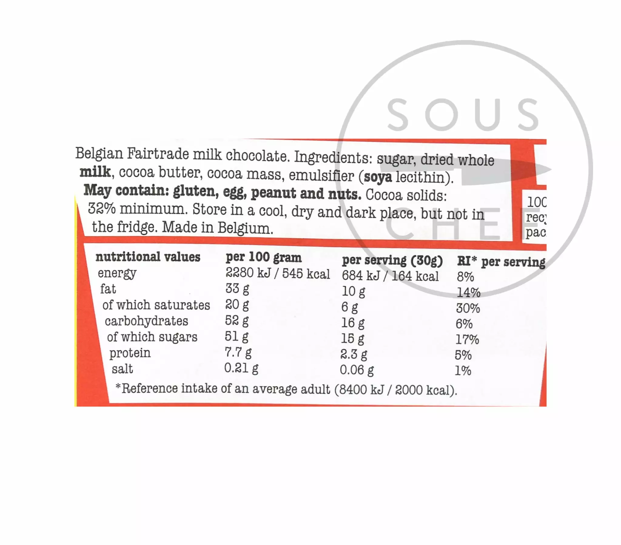 Ingredients Tony's Chocolonely Milk Chocolate 180g 4 Ingredients Tony's Chocolonely Milk Chocolate 180g