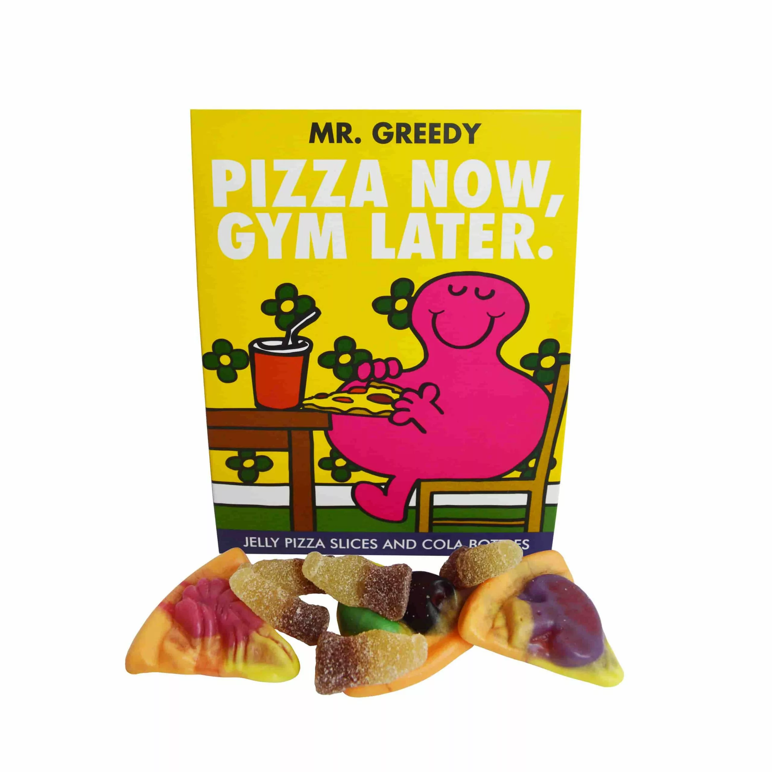 Mr Men And Little Miss Mr Greedy Jelly Pizza & Cola Bottles 100g 3 Mr Men And Little Miss Mr Greedy Jelly Pizza & Cola Bottles 100g