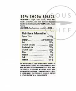 Ingredients Wizards Enchanted Forest Lions Mane Mushroom Chocolate 55g
