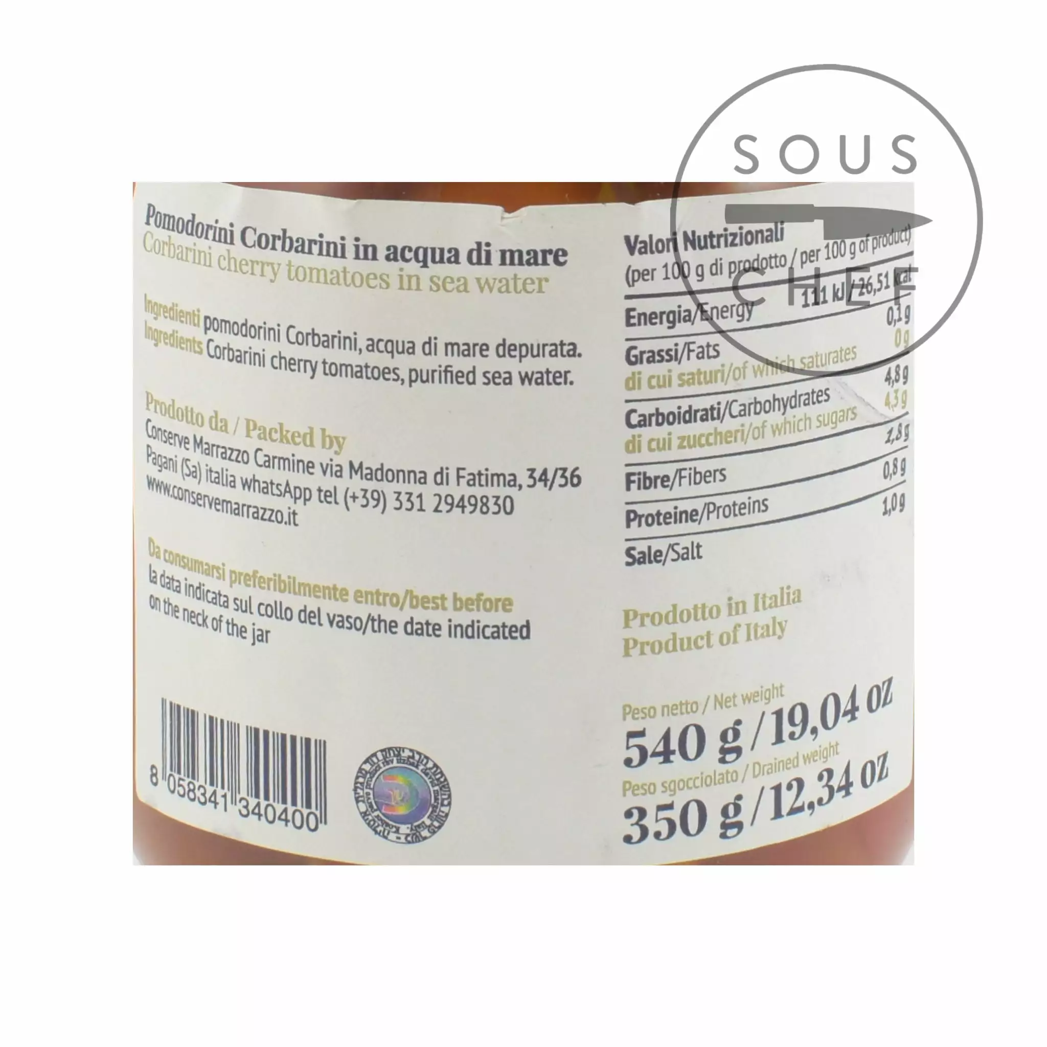 Casa Marrazzo Corbarino Whole Cherry Tomatoes In Sea Water 540g Ingredients 4 Casa Marrazzo Corbarino Whole Cherry Tomatoes In Sea Water 540g Ingredients