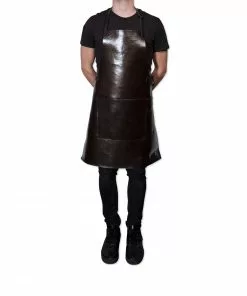 Dutchdeluxes Leather BBQ Apron In Metallic Bronze Cookware