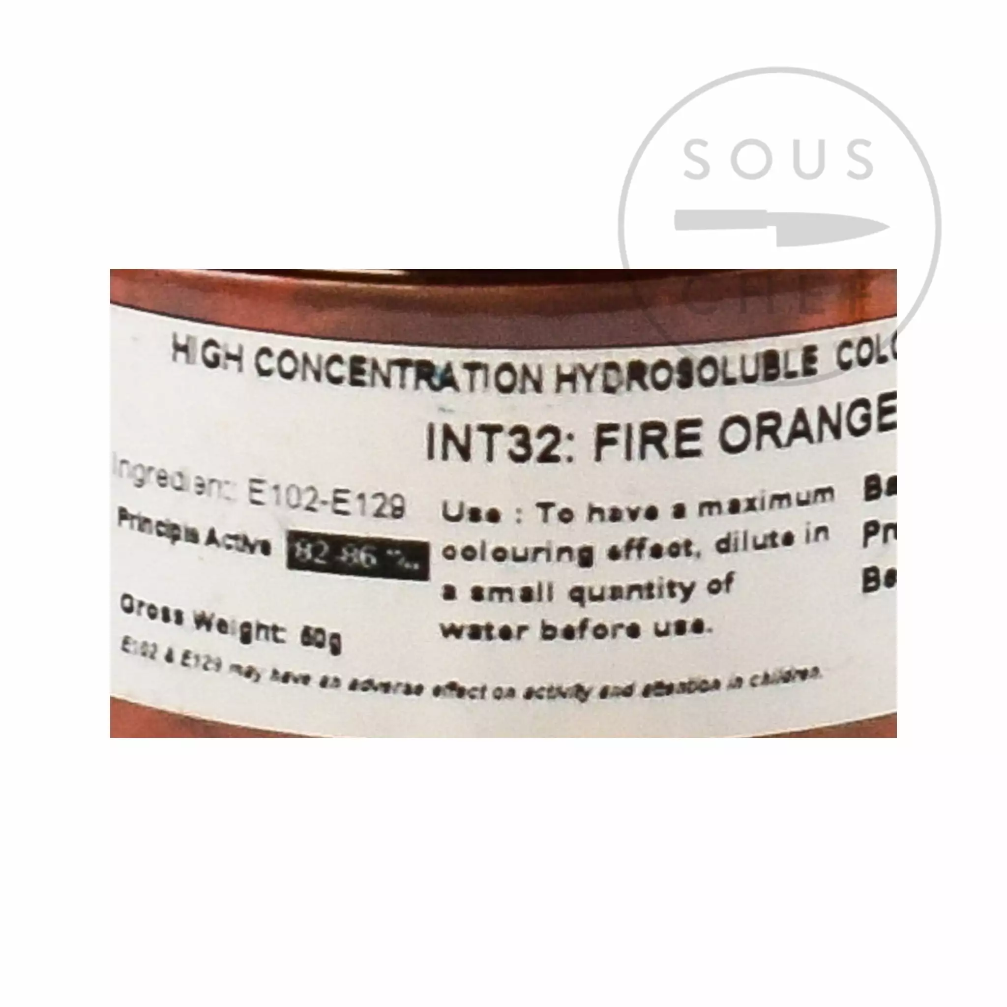 Deco Relief Intense Fire Orange Food Colour 50g Ingredients 4 Deco Relief Intense Fire Orange Food Colour 50g Ingredients