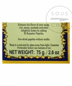 El Ruisenor Sundried Paprika D.O. Murcia Dulce 75g Ingredients