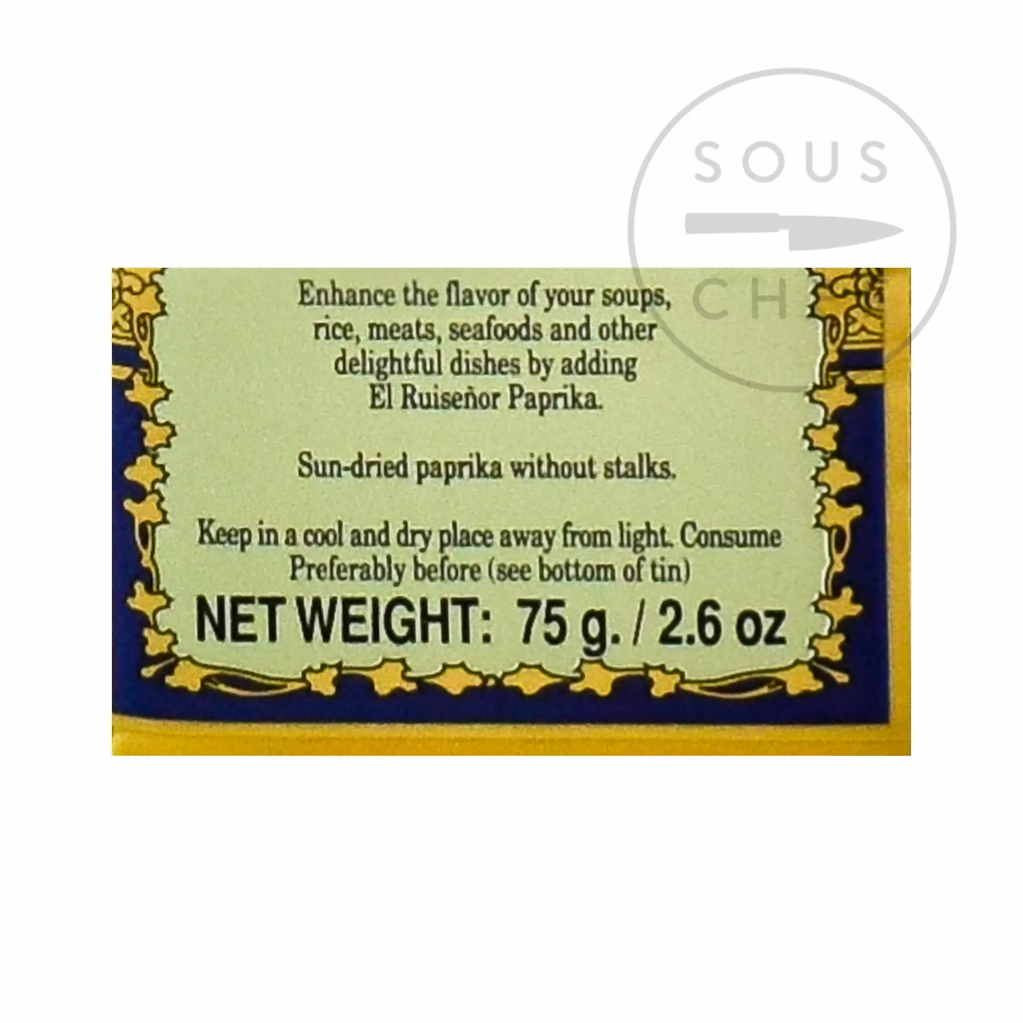 El Ruisenor Sundried Paprika D.O. Murcia Dulce 75g Ingredients 4 El Ruisenor Sundried Paprika D.O. Murcia Dulce 75g Ingredients