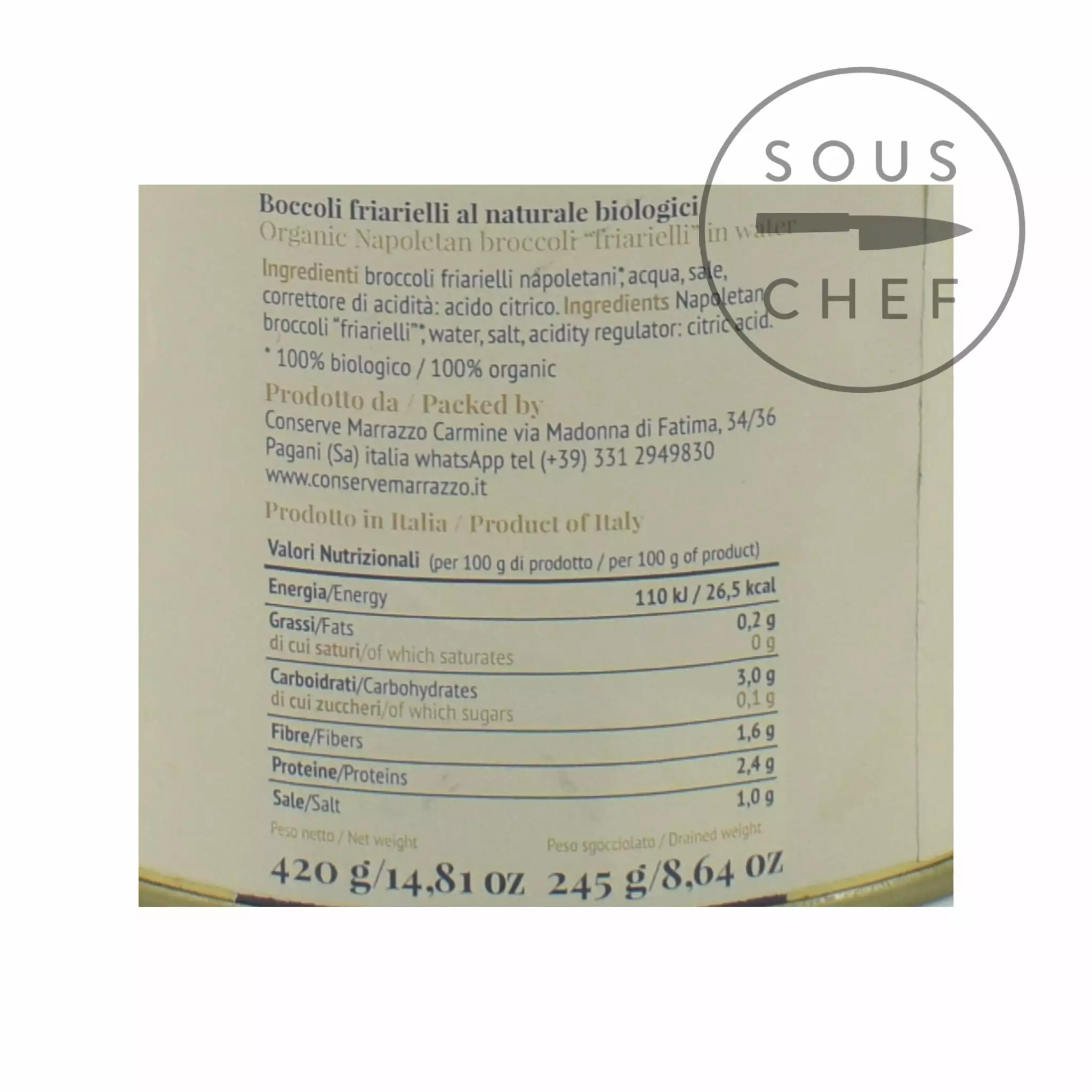 Ingredients Casa Marrazzo Organic Italian Broccoli "Friarielli" 420g 4 Ingredients Casa Marrazzo Organic Italian Broccoli "Friarielli" 420g