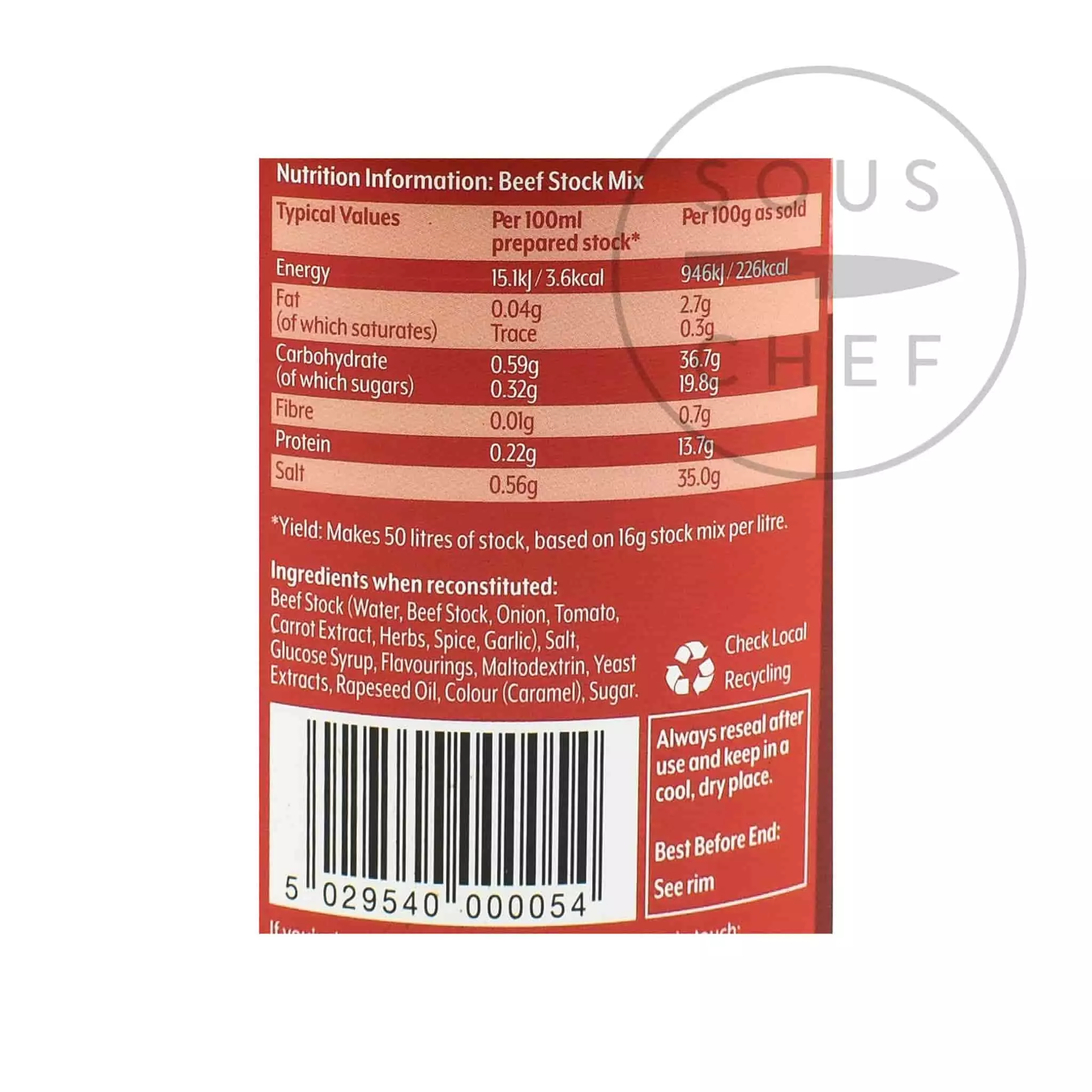 Essential Cuisine Beef Stock Mix 800g Ingredients 4 Essential Cuisine Beef Stock Mix 800g Ingredients