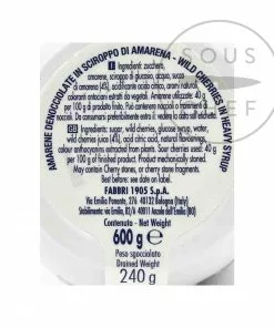 Fabbri Amarena Cherries In Syrup - Opaline Jar 600g Ingredients