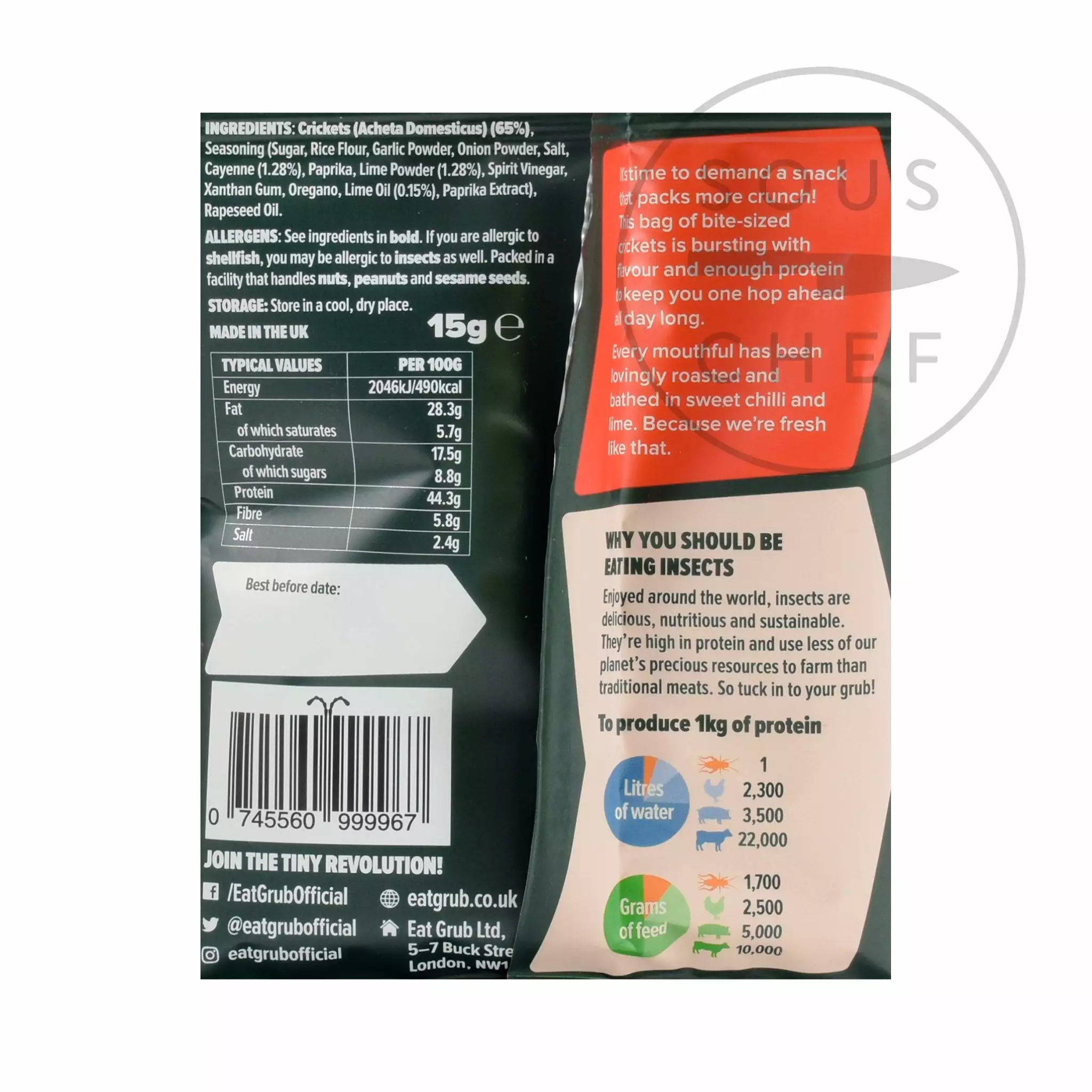 Eat Grub Sweet Chilli & Lime Crunchy Roasted Crickets 15g 4 Eat Grub Sweet Chilli & Lime Crunchy Roasted Crickets 15g