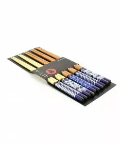 Kiji Stoneware & Ceramics Blue & White Patterned Chopsticks - 5 Pairs Tableware