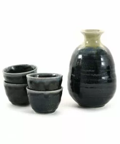 Kiji Stoneware & Ceramics Blue Glaze Sake Set Tableware
