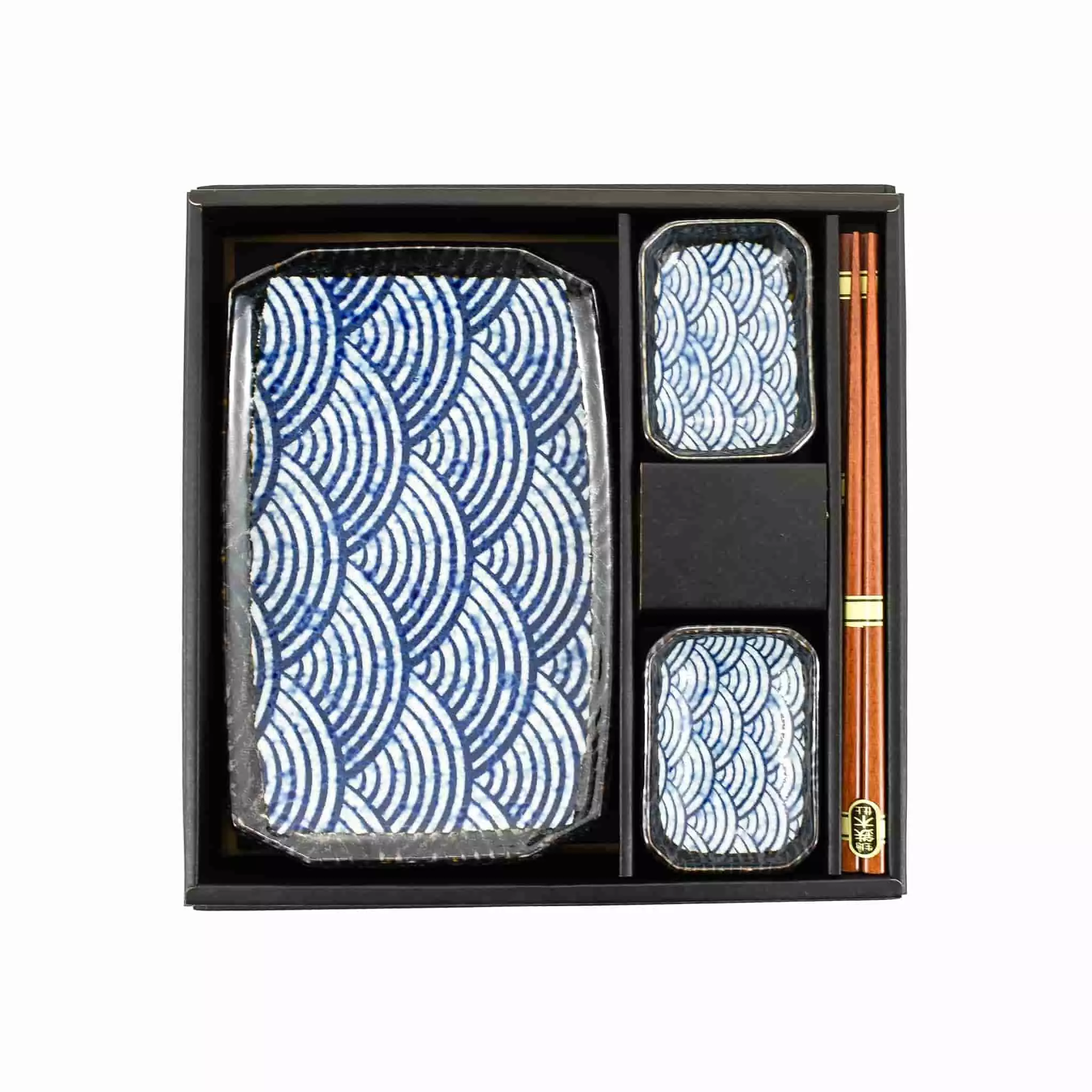 Kiji Stoneware & Ceramics Tableware Blue Wave Sushi Serving Set 4 Kiji Stoneware & Ceramics Tableware Blue Wave Sushi Serving Set