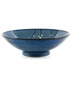 Kiji Stoneware & Ceramics Blue Sakura Shallow Bowl 24.5cm