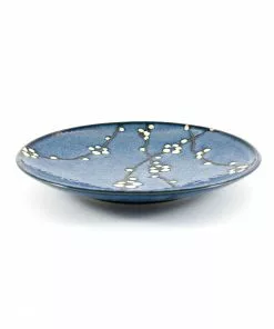Kiji Stoneware & Ceramics Tableware Blue Sakura Side Plate 22.5cm 6 Kiji Stoneware & Ceramics Tableware Blue Sakura Side Plate 22.5cm