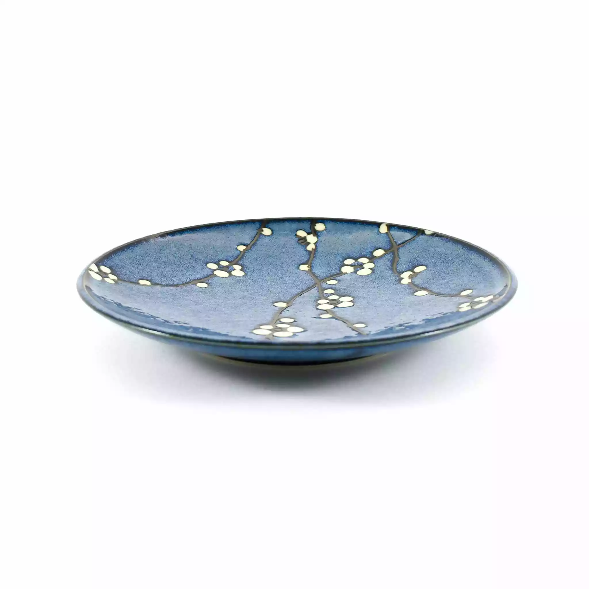 Kiji Stoneware & Ceramics Tableware Blue Sakura Side Plate 22.5cm 4 Kiji Stoneware & Ceramics Tableware Blue Sakura Side Plate 22.5cm