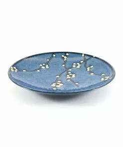 Kiji Stoneware & Ceramics Tableware Blue Sakura Side Plate 22.5cm