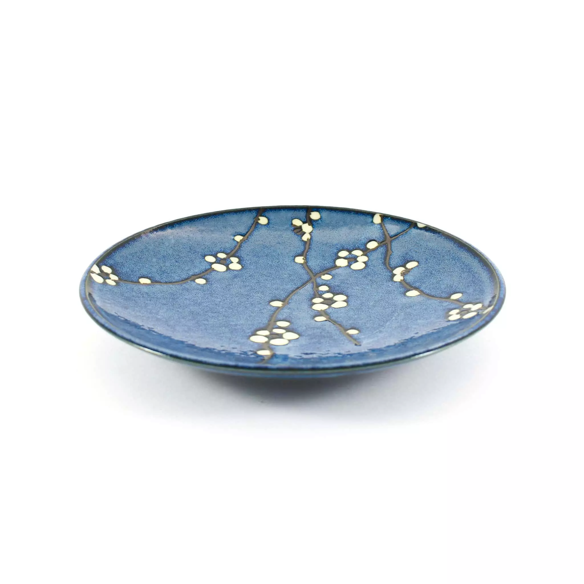 Kiji Stoneware & Ceramics Tableware Blue Sakura Side Plate 22.5cm 3 Kiji Stoneware & Ceramics Tableware Blue Sakura Side Plate 22.5cm