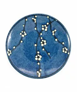 Kiji Stoneware & Ceramics Tableware Blue Sakura Side Plate 22.5cm 7 Kiji Stoneware & Ceramics Tableware Blue Sakura Side Plate 22.5cm